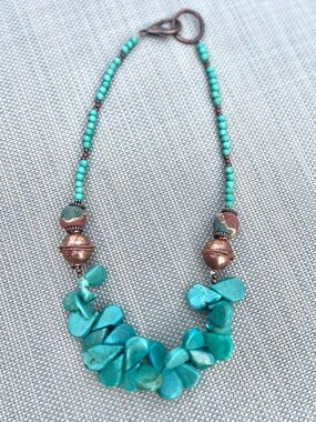 Turquoise Bead Cluster Necklace - Handcrafted Women's Jewelry
